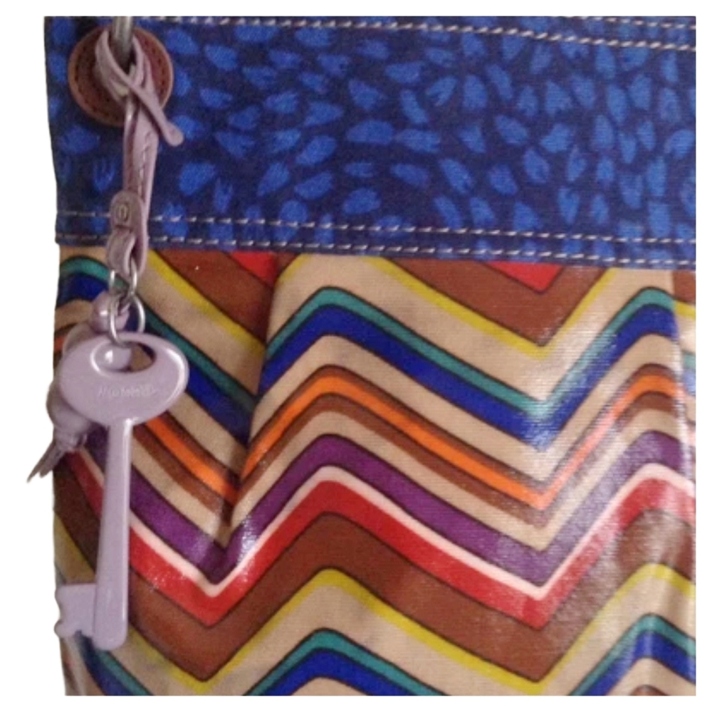 Fossil Multicolor Chevron Crossbody Bag with Blue Top - Picture 5 of 6